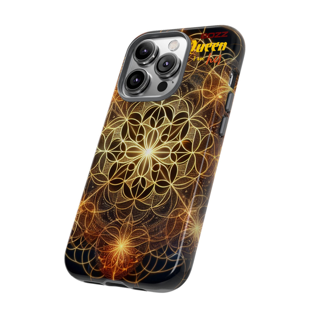 Golden Flower Mandala Phone Case, Tough Cases, Bohemian Phone Cover, Unique Gift for Him/Her, Spiritual and Artistic Design