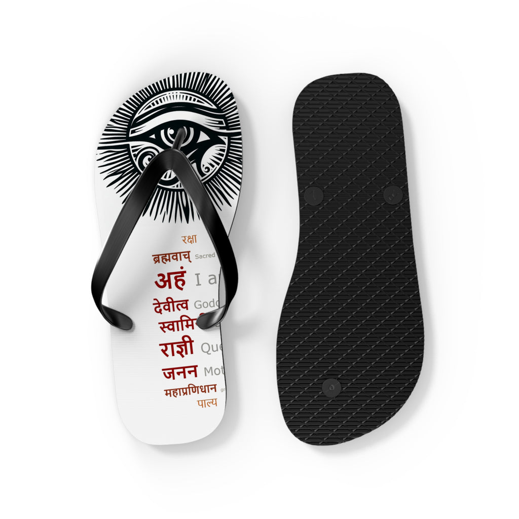 BOZZ QUEEN Eye of Heru Flip Flops - Sacred Affirmation Beachwear for Self-Care