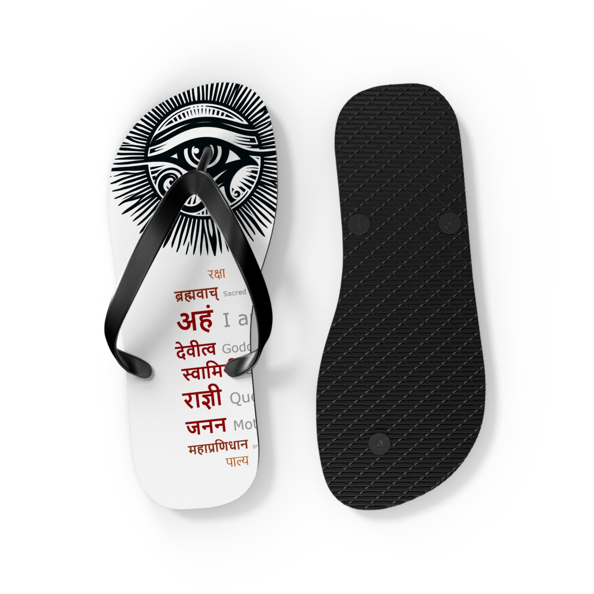 BOZZ QUEEN Eye of Heru Flip Flops - Sacred Affirmation Beachwear for Self-Care