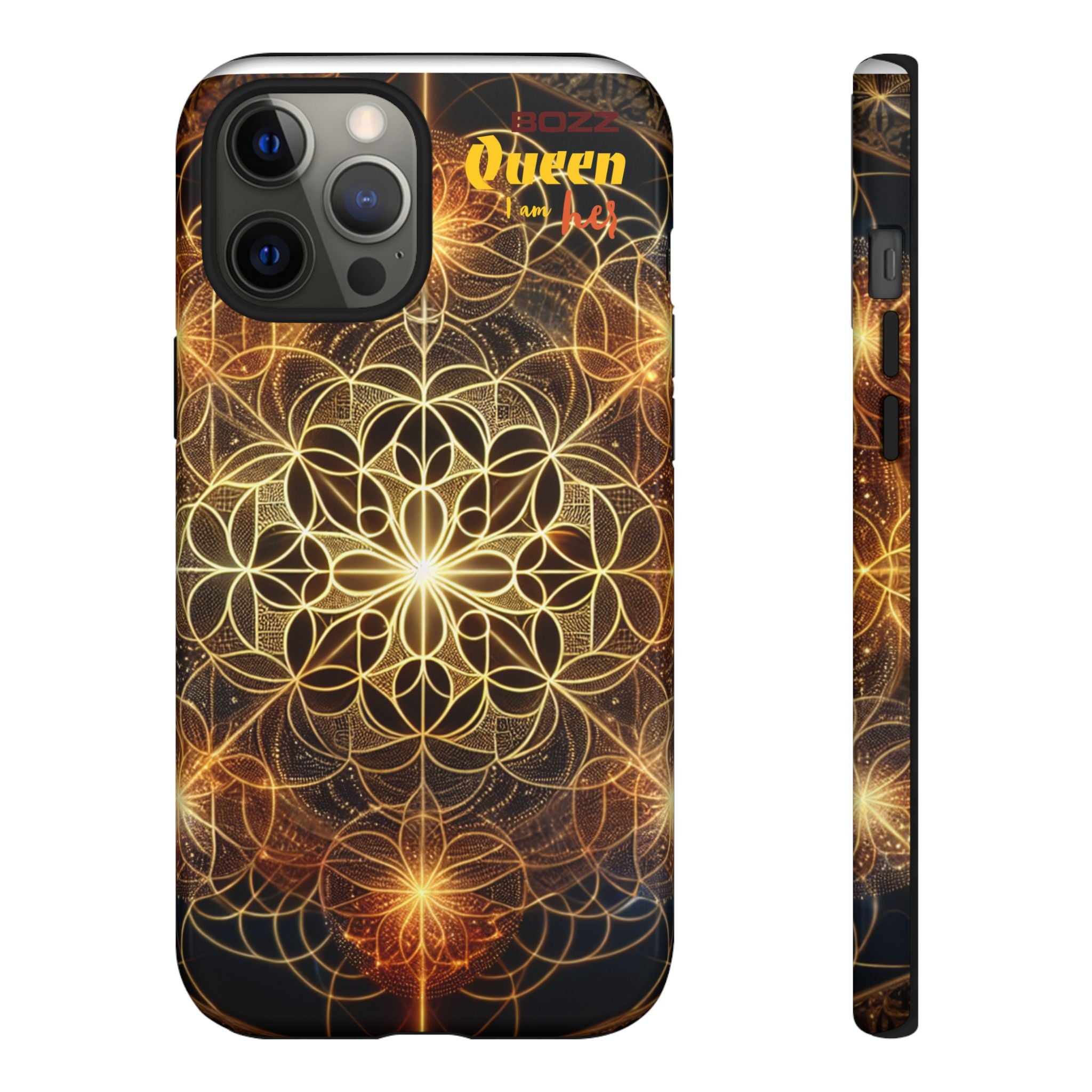 Golden Flower Mandala Phone Case, Tough Cases, Bohemian Phone Cover, Unique Gift for Him/Her, Spiritual and Artistic Design