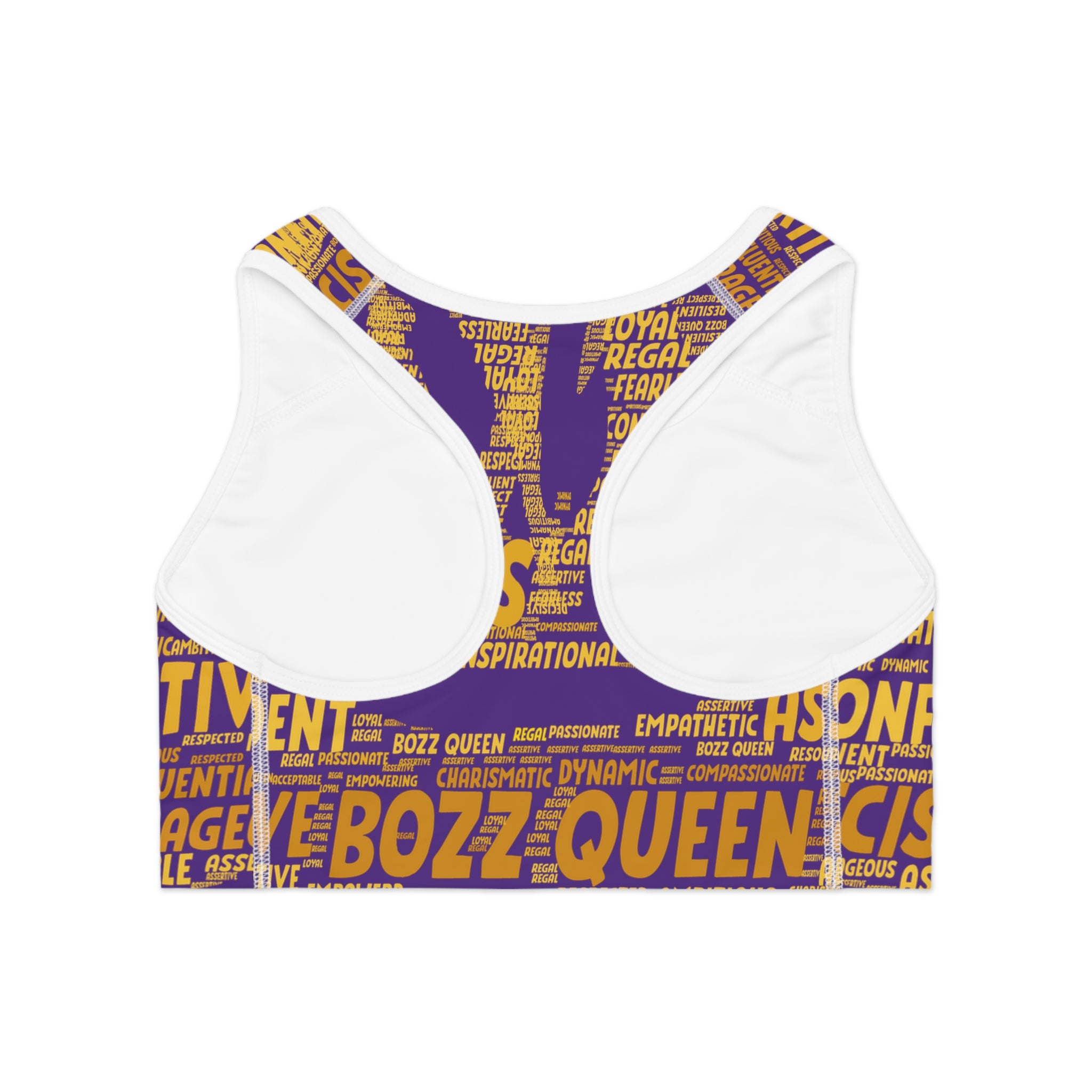 Empowered Words Sports Bra - Bozz Queen Origin Collection | Purple & Yellow