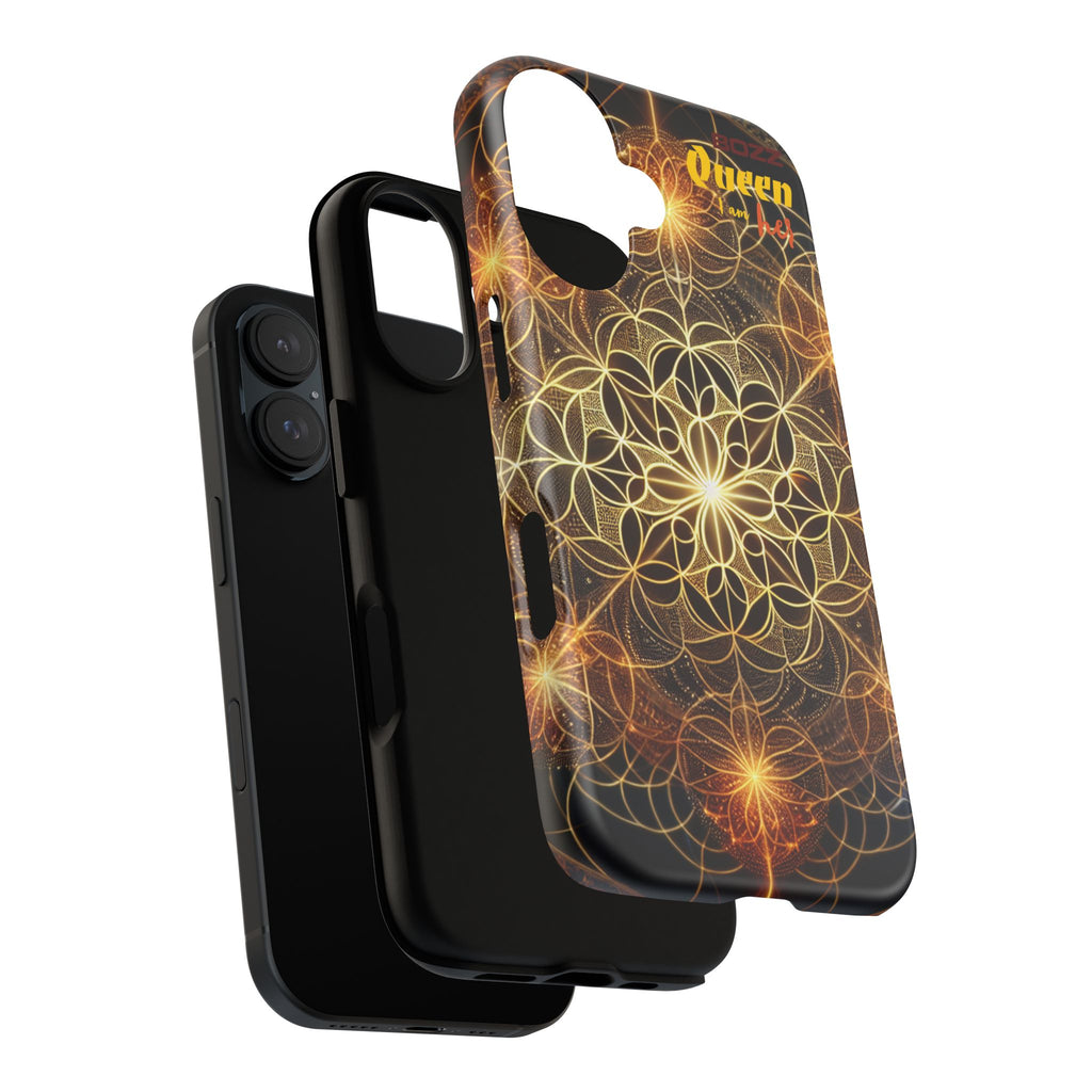 Golden Flower Mandala Phone Case, Tough Cases, Bohemian Phone Cover, Unique Gift for Him/Her, Spiritual and Artistic Design