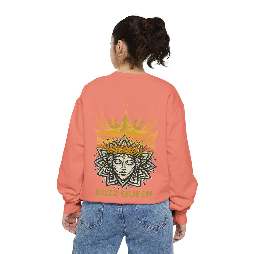 Bozz Queen Women Garment-Dyed Sweatshirt - Flower of Life Design