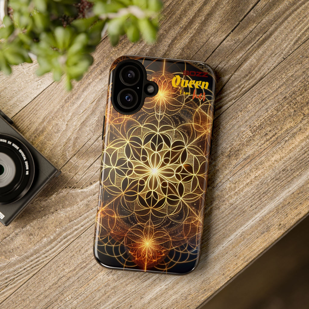 Golden Flower Mandala Phone Case, Tough Cases, Bohemian Phone Cover, Unique Gift for Him/Her, Spiritual and Artistic Design