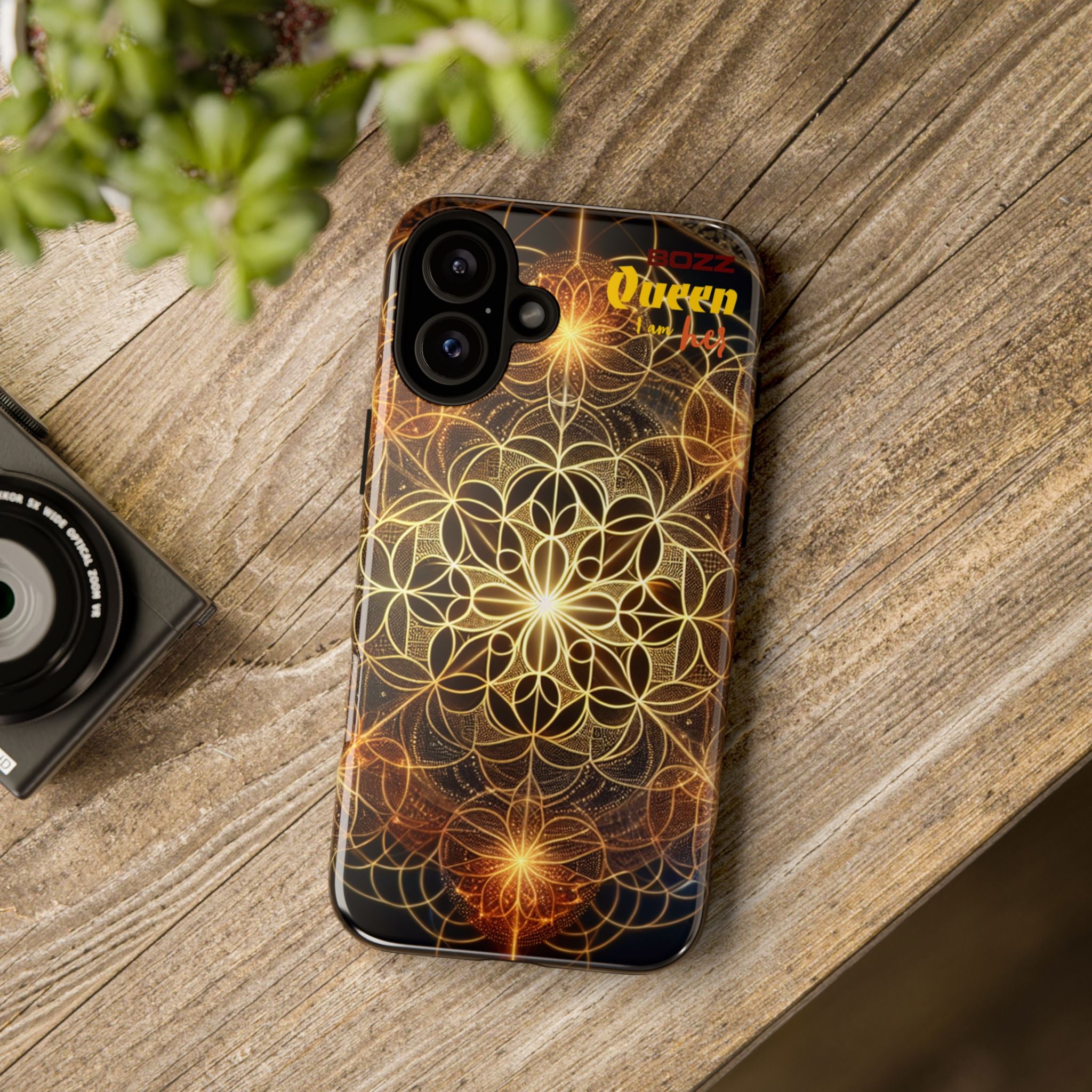 Golden Flower Mandala Phone Case, Tough Cases, Bohemian Phone Cover, Unique Gift for Him/Her, Spiritual and Artistic Design