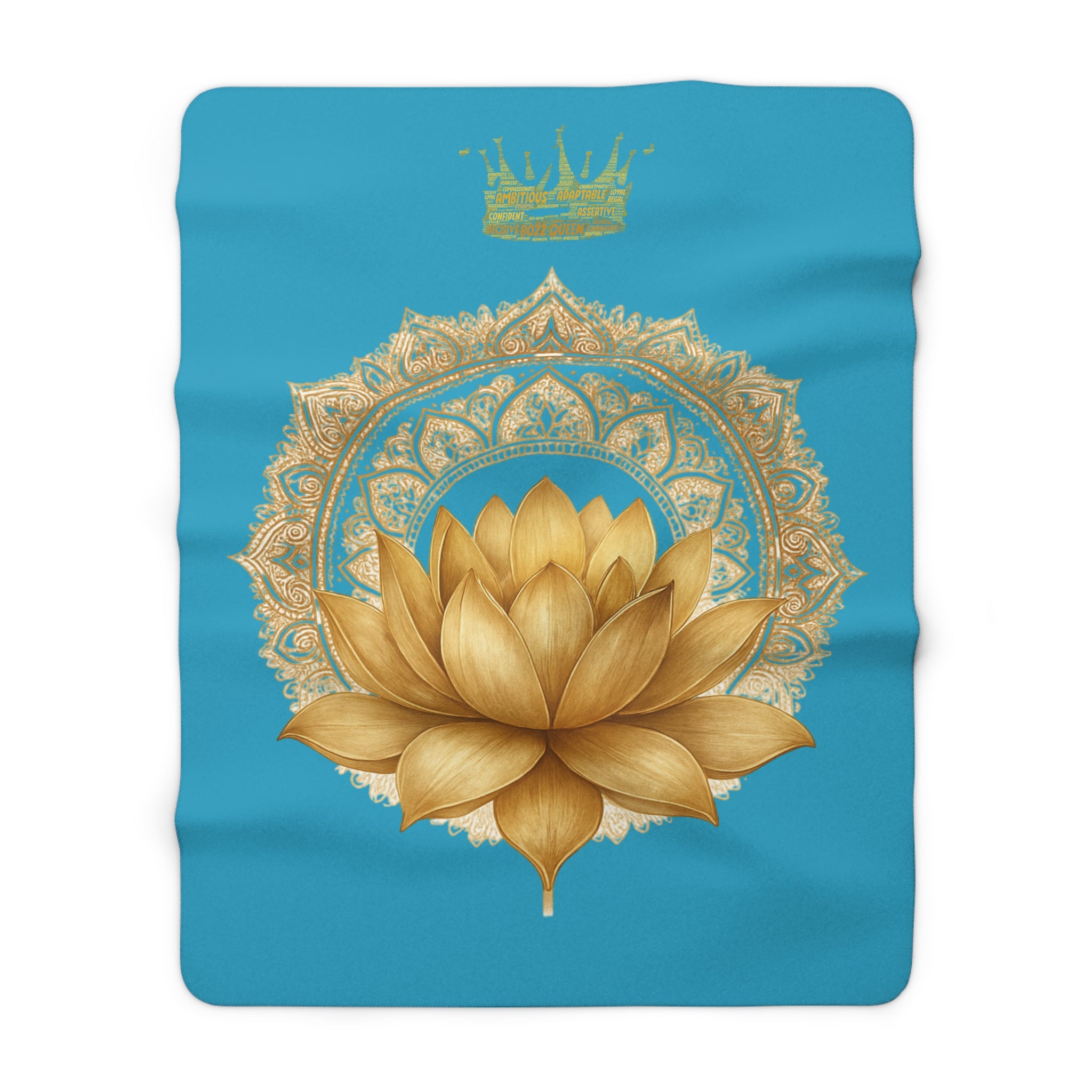 Crown Chakra Purple Lotus Sherpa Blanket - Meditation & Spiritual Decor