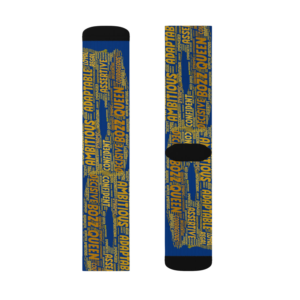 BOZZ QUEEN Dark Blue Bold Statement Socks - Empowering Motivational Wear