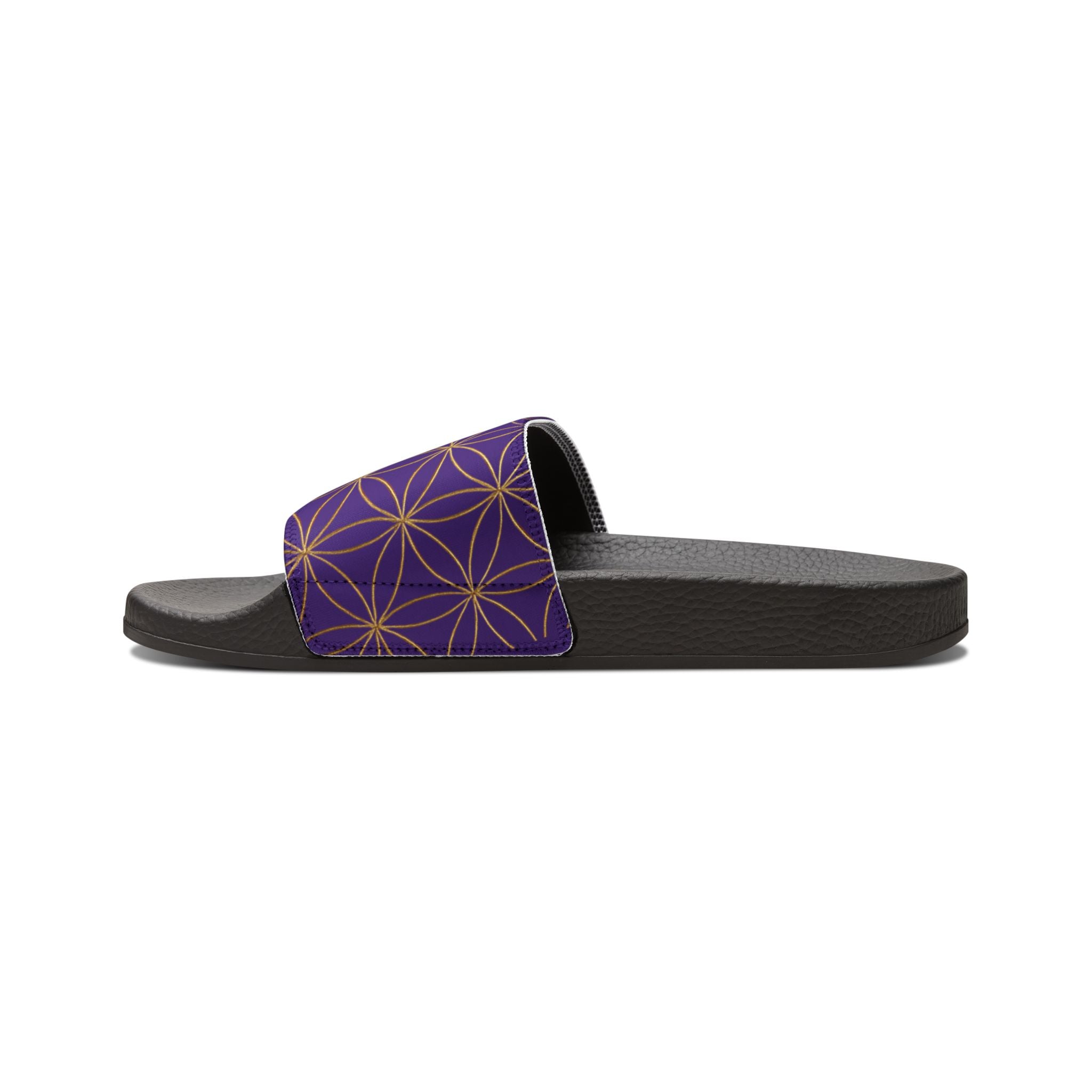 Bozz Queen Purple Flower of Life Women's Sandals - Removable Strap Beach Slides