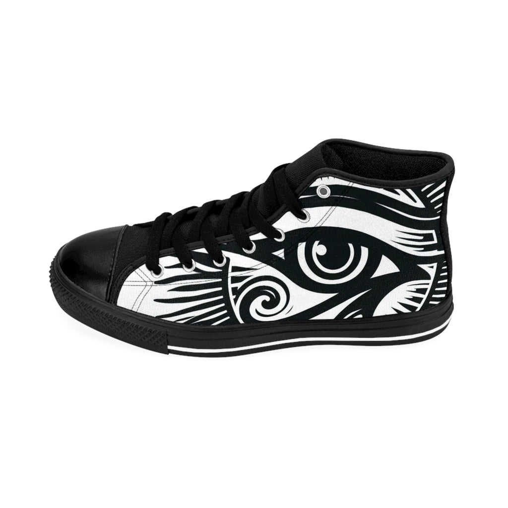 BOZZ QUEEN High-Top Sneakers - Artistic Eye of Heru Design for Ancient Ancestors