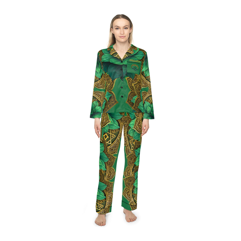 Heart Chakra Elegant Women's Satin Pajamas Set - Luxurious Sleepwear Gift