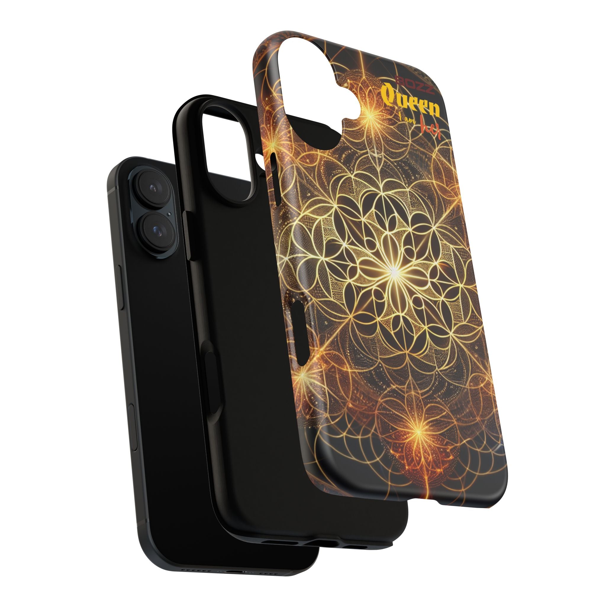 Golden Flower Mandala Phone Case, Tough Cases, Bohemian Phone Cover, Unique Gift for Him/Her, Spiritual and Artistic Design