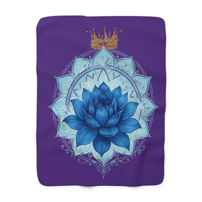 Throat Chakra Purple Sherpa Blanket with Golden Rose - Communication & Truth