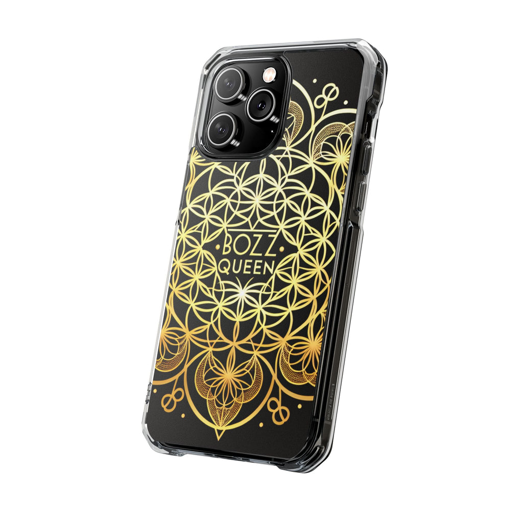 Magnetic Phone Case with Mandala Design, Boz Queen Protective Cover, Gift for Her, Bohemian Aesthetic, Unique Phone Accessory