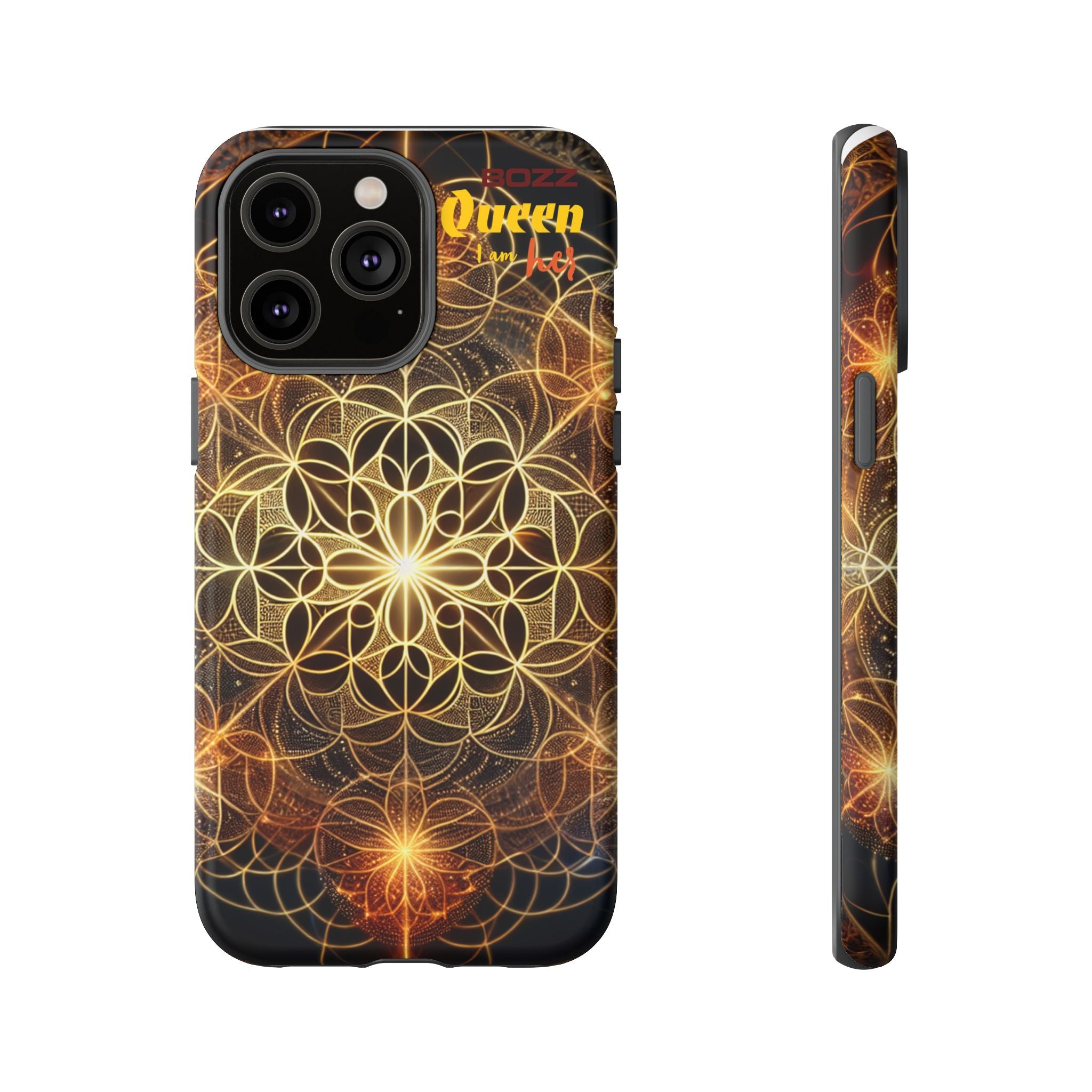 Golden Flower Mandala Phone Case, Tough Cases, Bohemian Phone Cover, Unique Gift for Him/Her, Spiritual and Artistic Design
