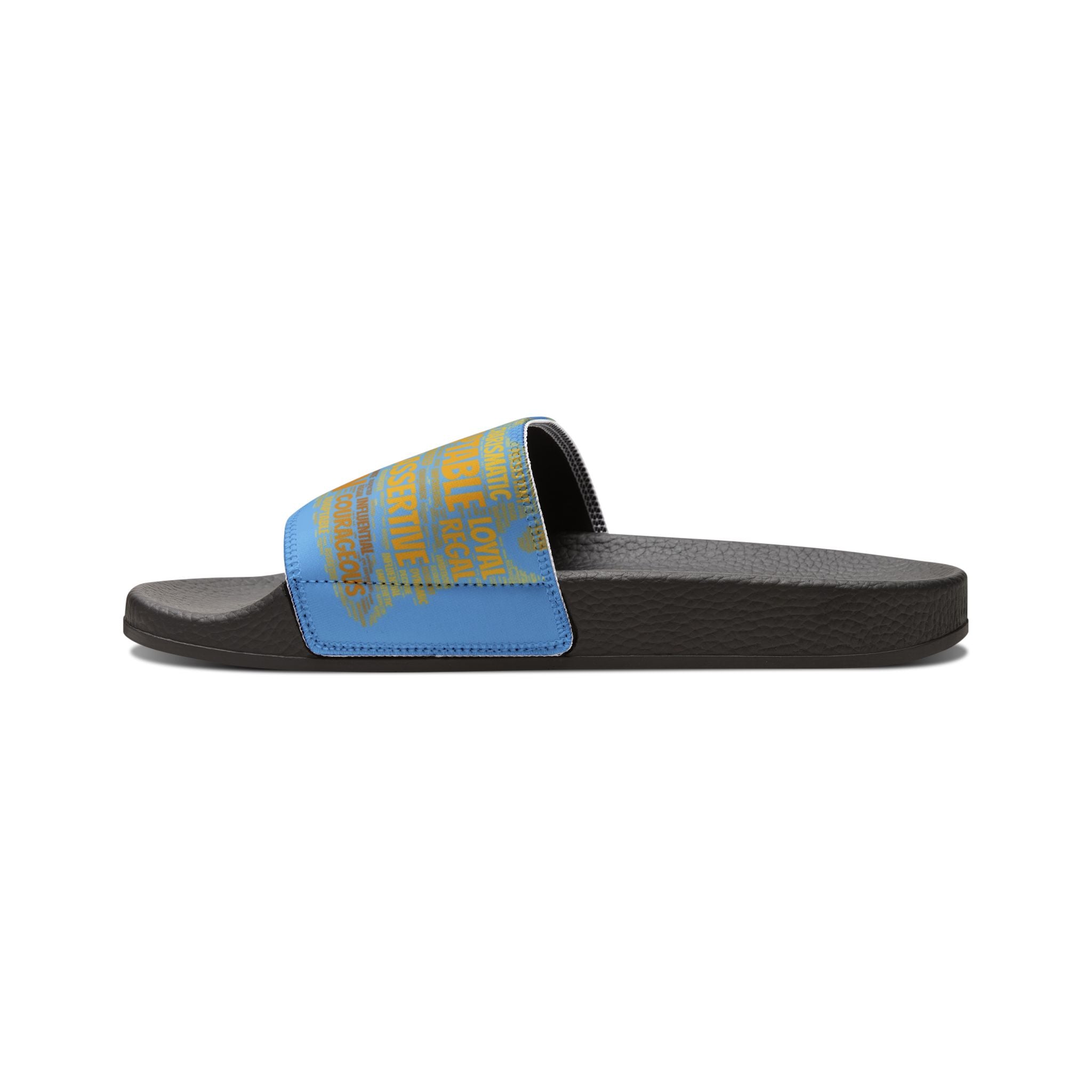 Bozz Queen Light Blue & Gold Women's Sandals - Removable Strap Beach Slides