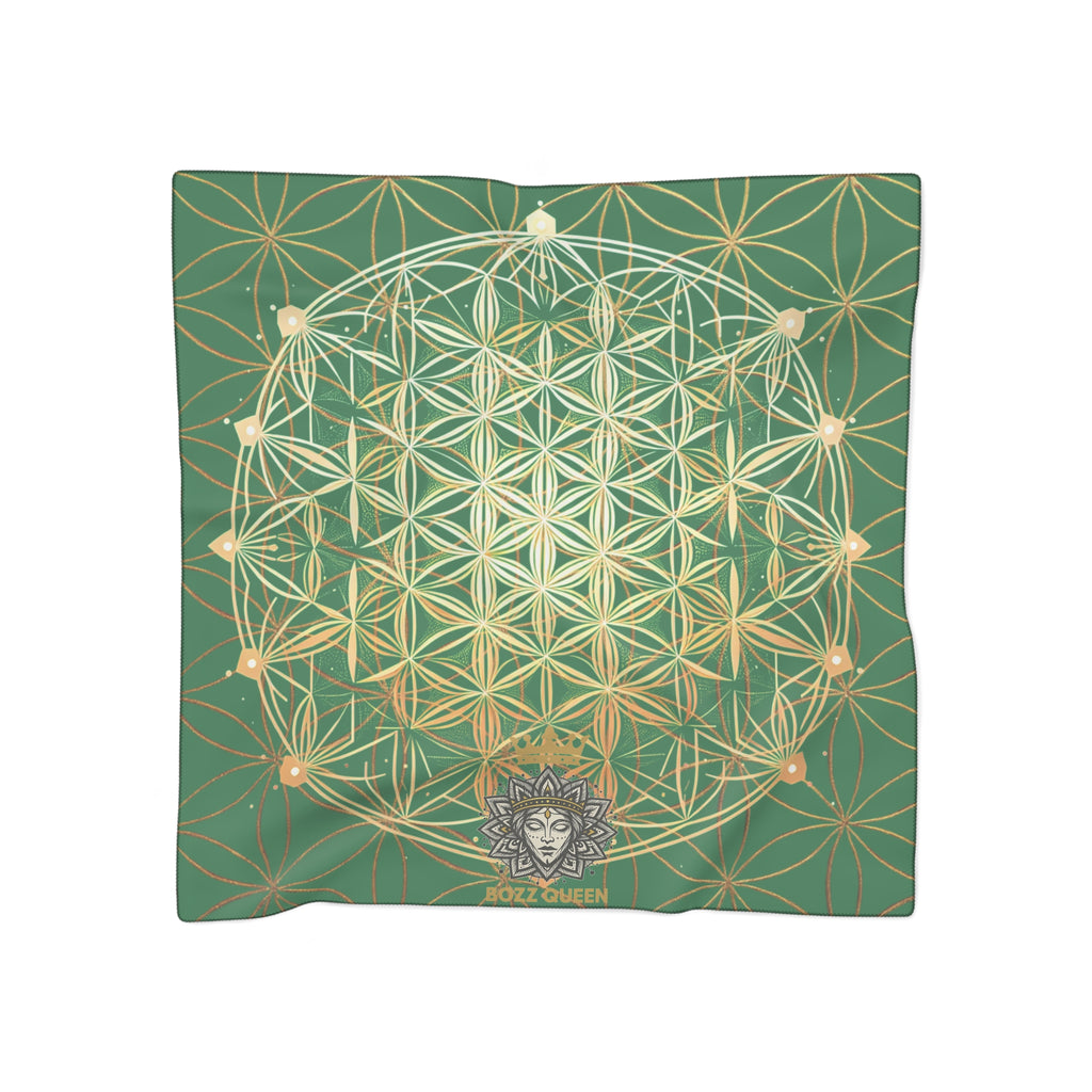 Flower of Life Dark Green Scarf - Sacred Geometry Spiritual Accessory