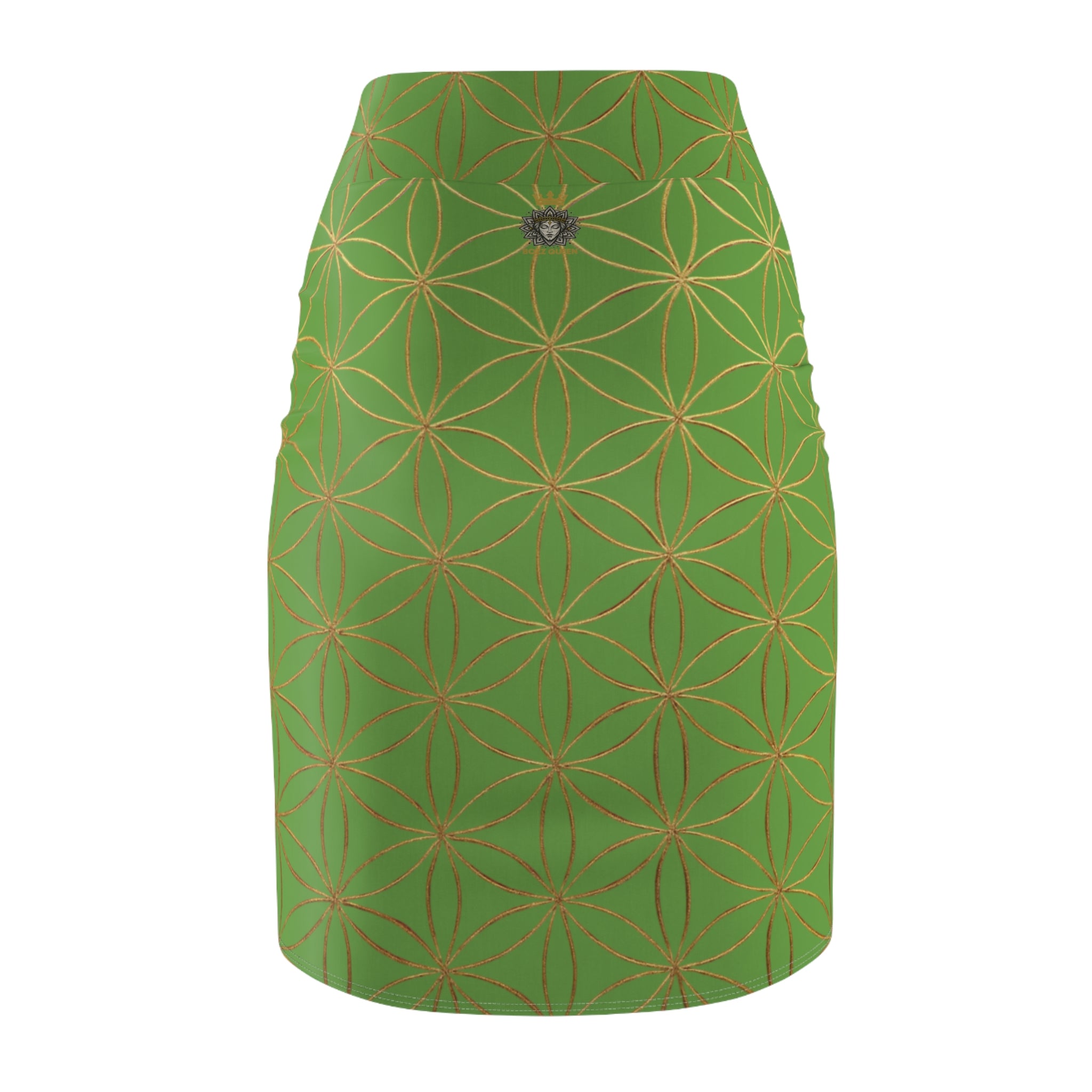Green Flower of Life Pencil Skirt - Women's Chic Office & Date Night Skirt