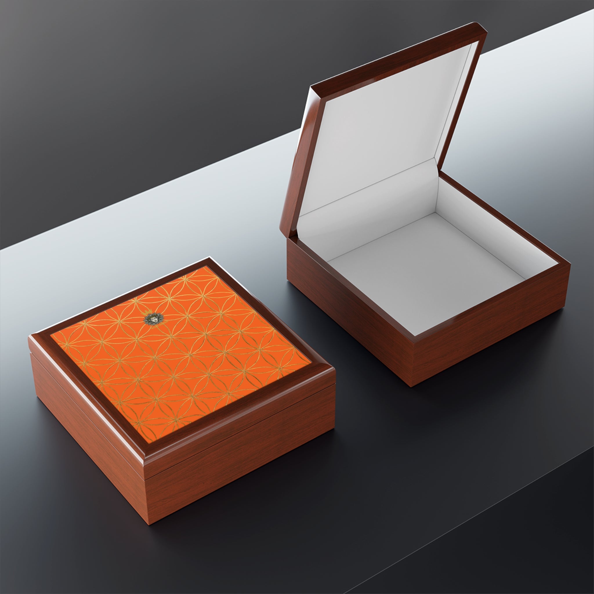 Flower of Life Jewelry Box - Orange Elegant Keepsake Organizer