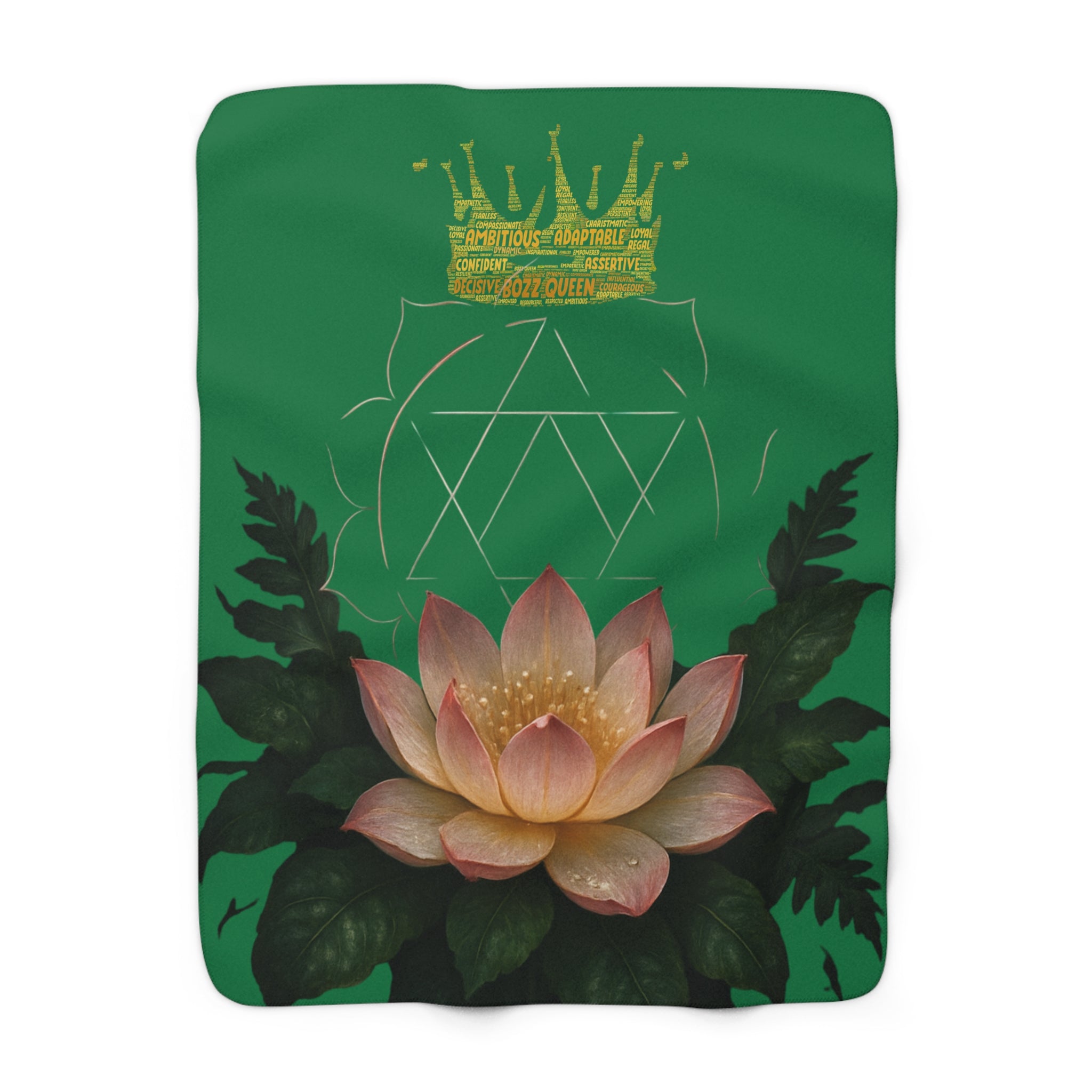 Heart Chakra Pink Lotus Sherpa Blanket - Love & Compassion Meditation Decor