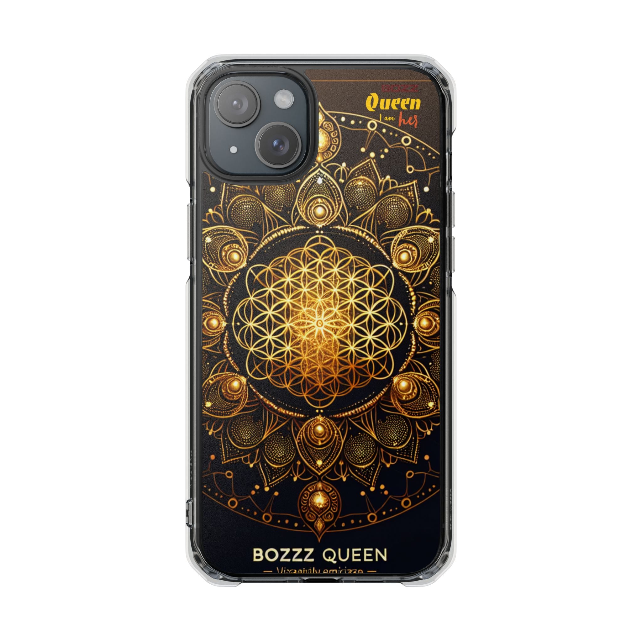 Magnetic Phone Case with Spiritual Mandala Design, Bozz Queen, Durable Clear Impact Case, Unique Gift for Spiritual Seekers, Phone Accessory
