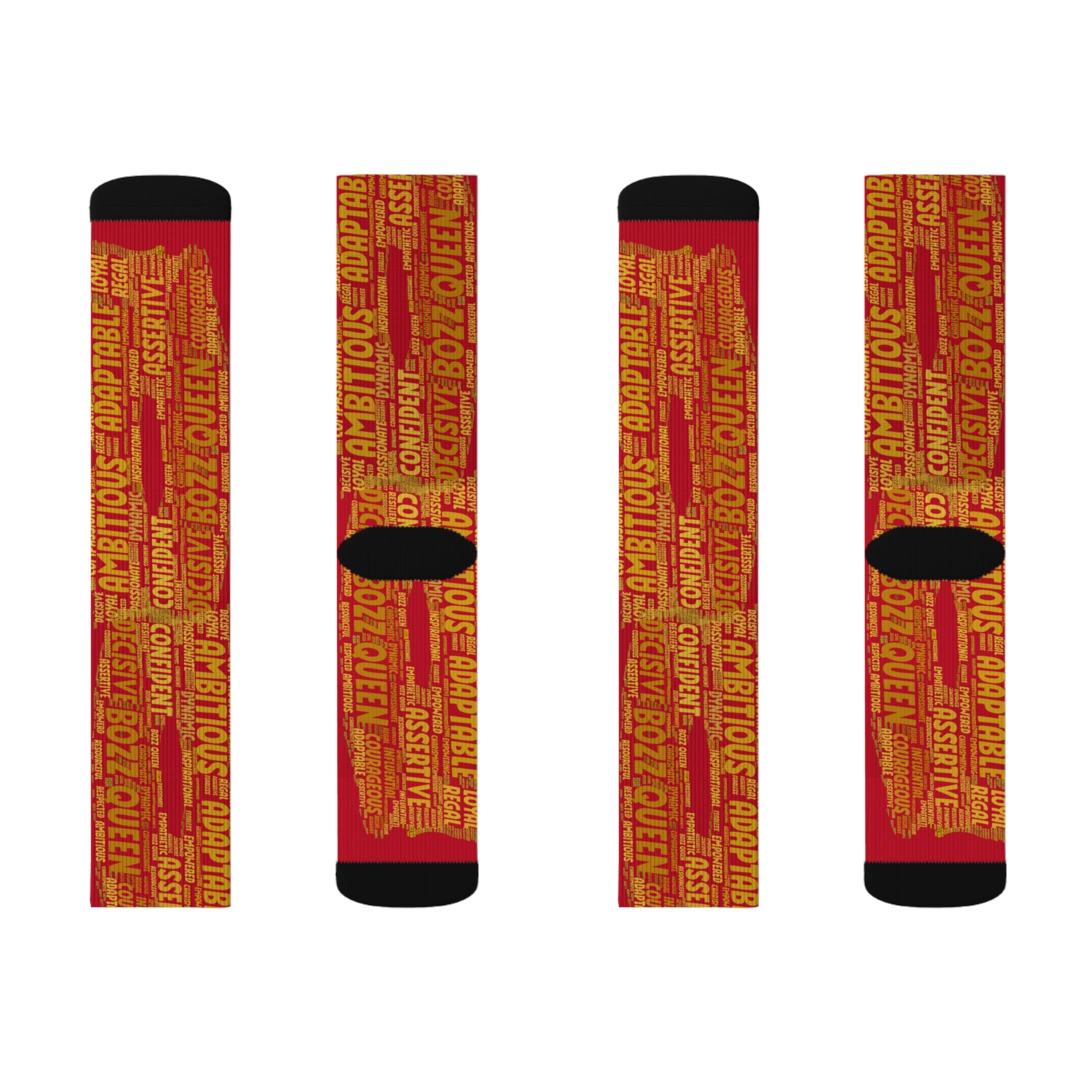 BOZZ QUEEN Dark Red Bold Statement Socks - Empowering Motivational Wear