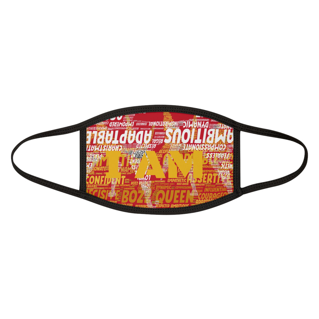 I AM Series Empowering Face Mask - Dark Red Mixed-Fabric with Inspirational Quotes