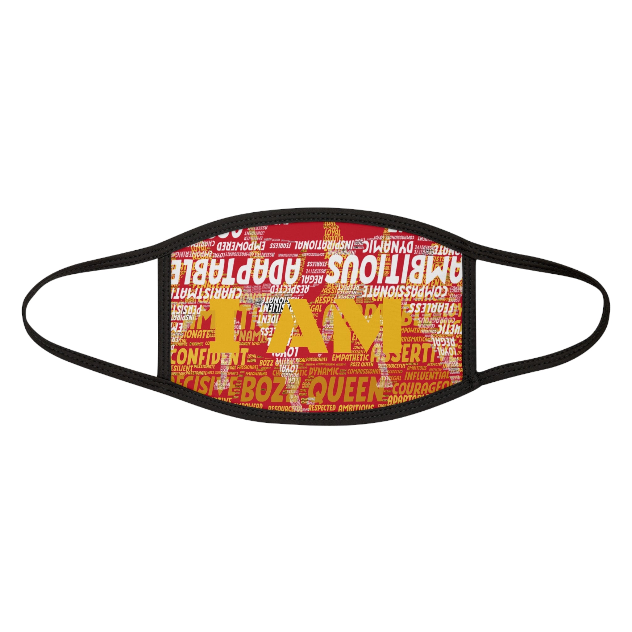 I AM Series Empowering Face Mask - Dark Red Mixed-Fabric with Inspirational Quotes