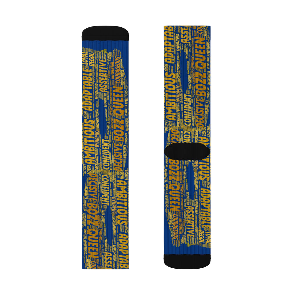 BOZZ QUEEN Dark Blue Bold Statement Socks - Empowering Motivational Wear