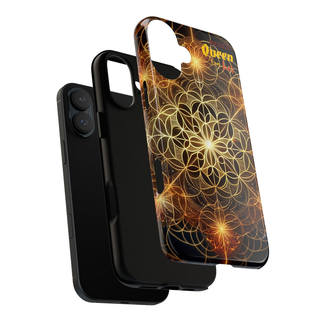 Golden Flower Mandala Phone Case, Tough Cases, Bohemian Phone Cover, Unique Gift for Him/Her, Spiritual and Artistic Design