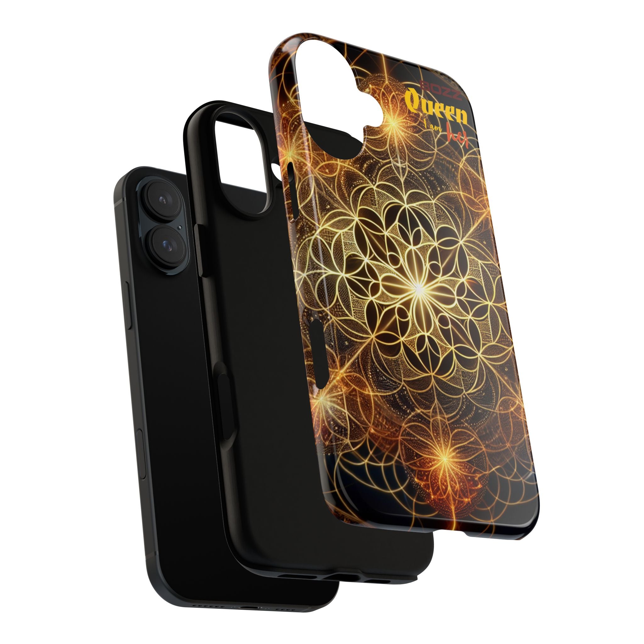 Golden Flower Mandala Phone Case, Tough Cases, Bohemian Phone Cover, Unique Gift for Him/Her, Spiritual and Artistic Design