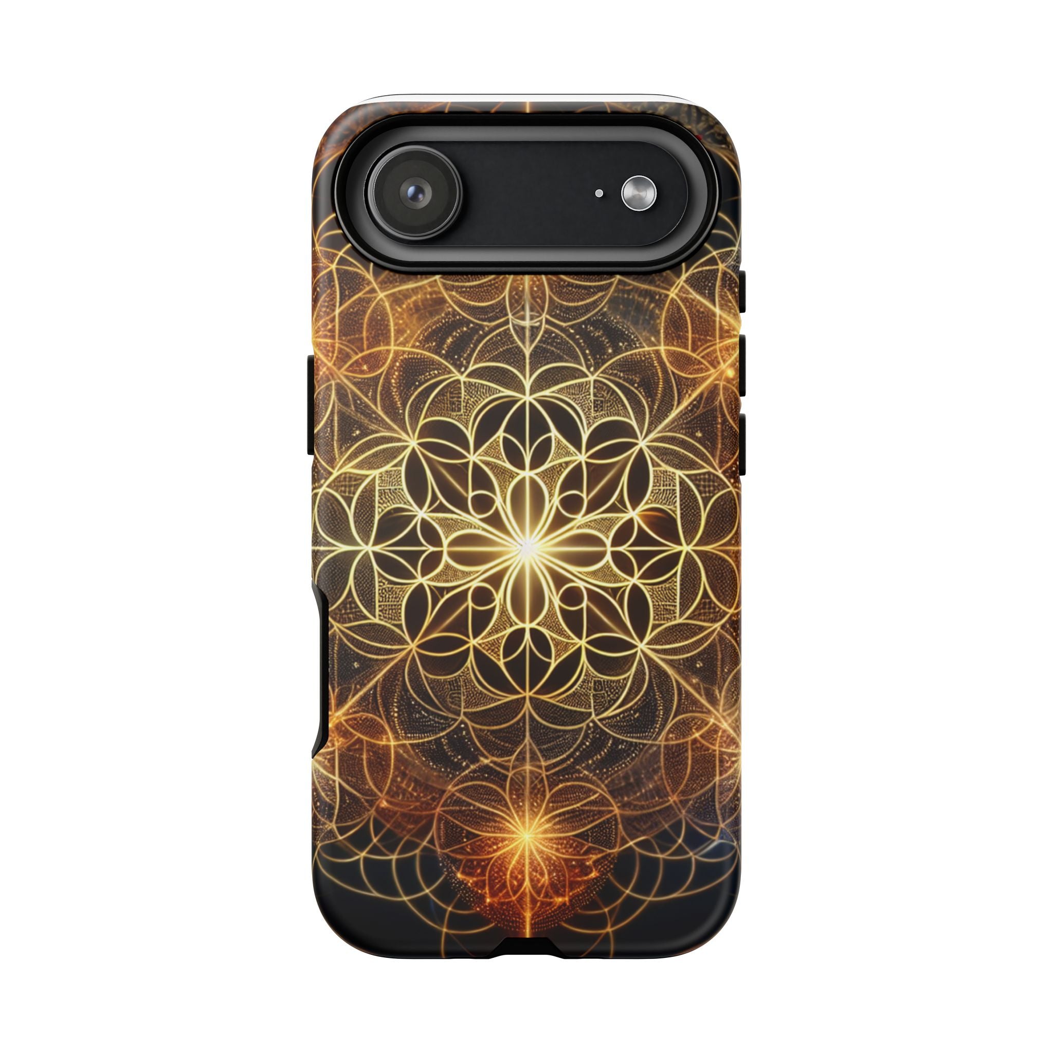 Golden Flower Mandala Phone Case, Tough Cases, Bohemian Phone Cover, Unique Gift for Him/Her, Spiritual and Artistic Design