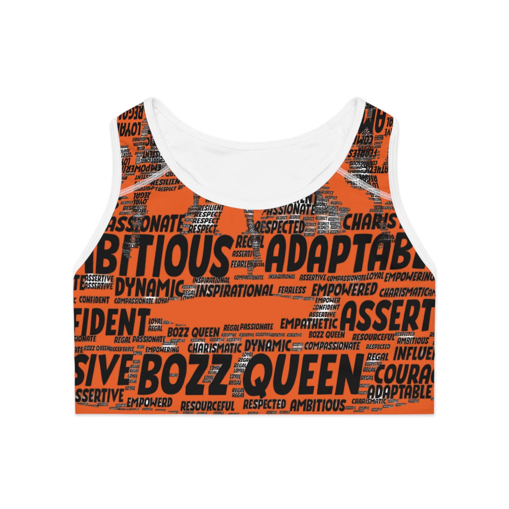 Empowering Sports Bra - Bozz Queen Origin Collection | Orange & Black