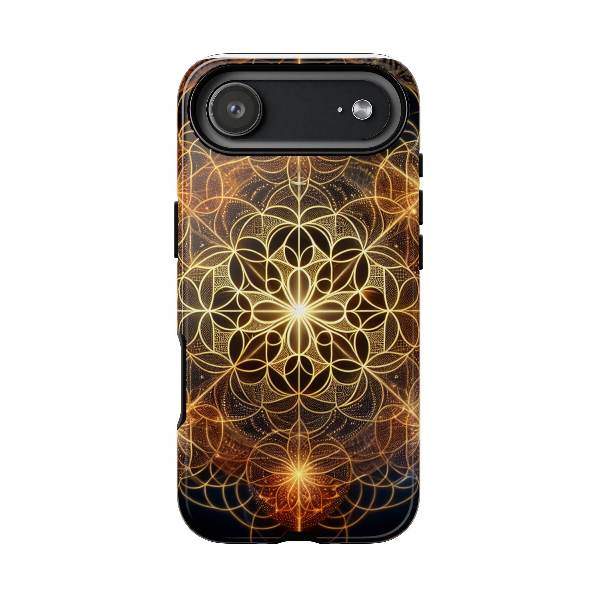 Golden Flower Mandala Phone Case, Tough Cases, Bohemian Phone Cover, Unique Gift for Him/Her, Spiritual and Artistic Design