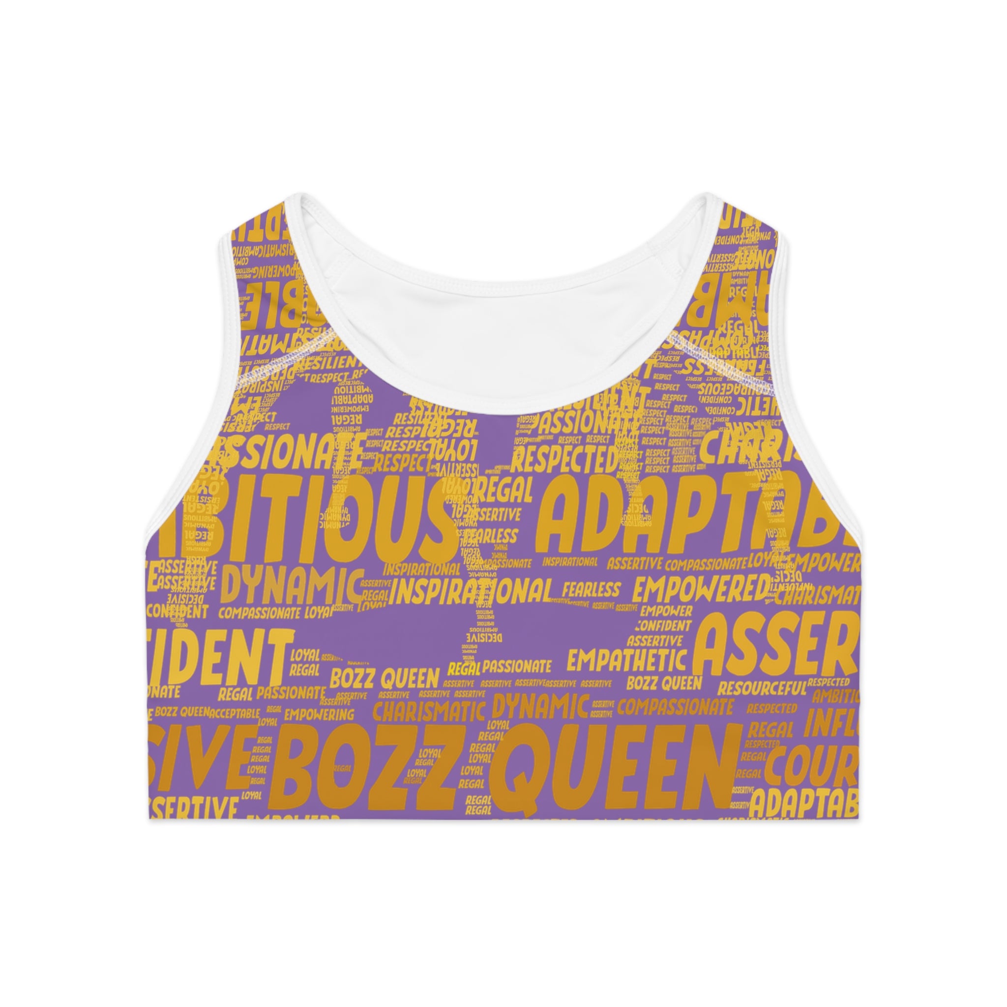 Empowered Words Sports Bra - Bozz Queen Origin Collection | Light Purple & Yellow
