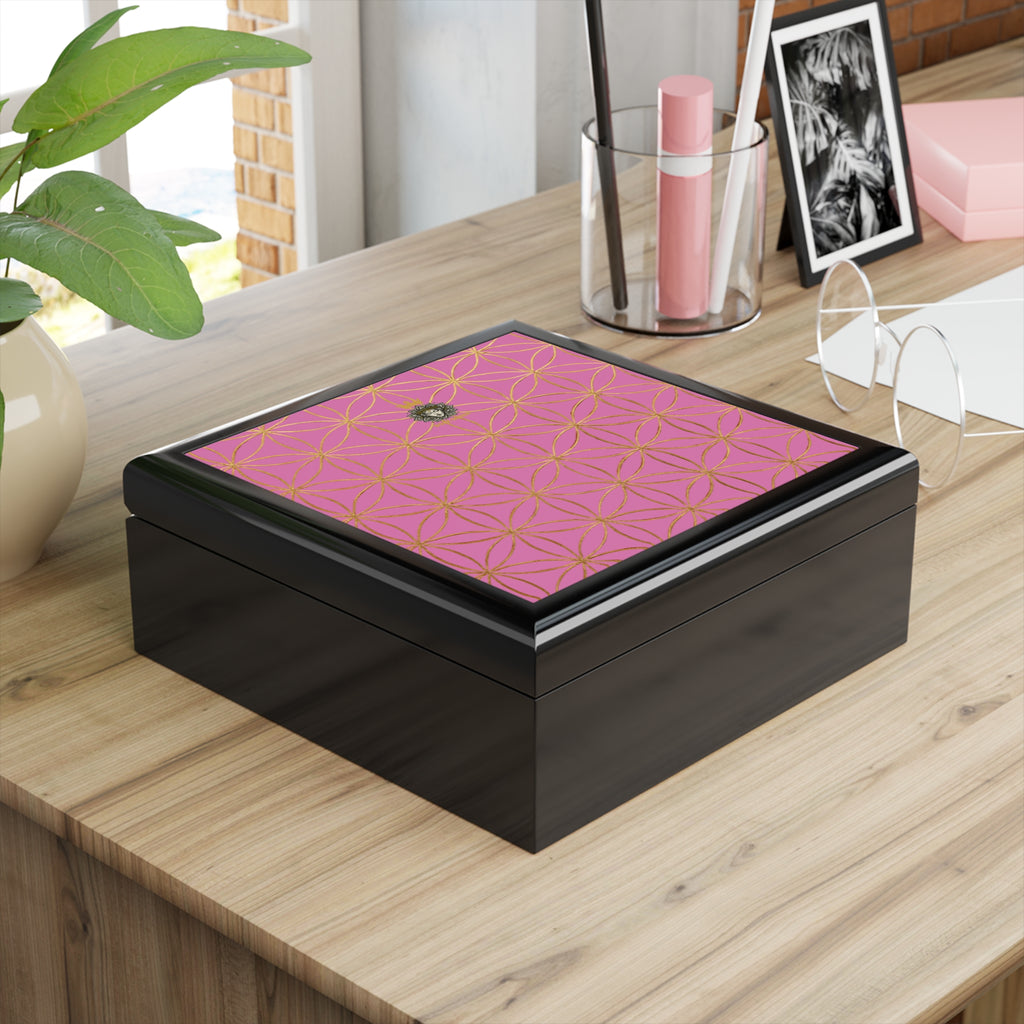 Flower of Life Jewelry Box - Light Pink Elegant Keepsake Organizer