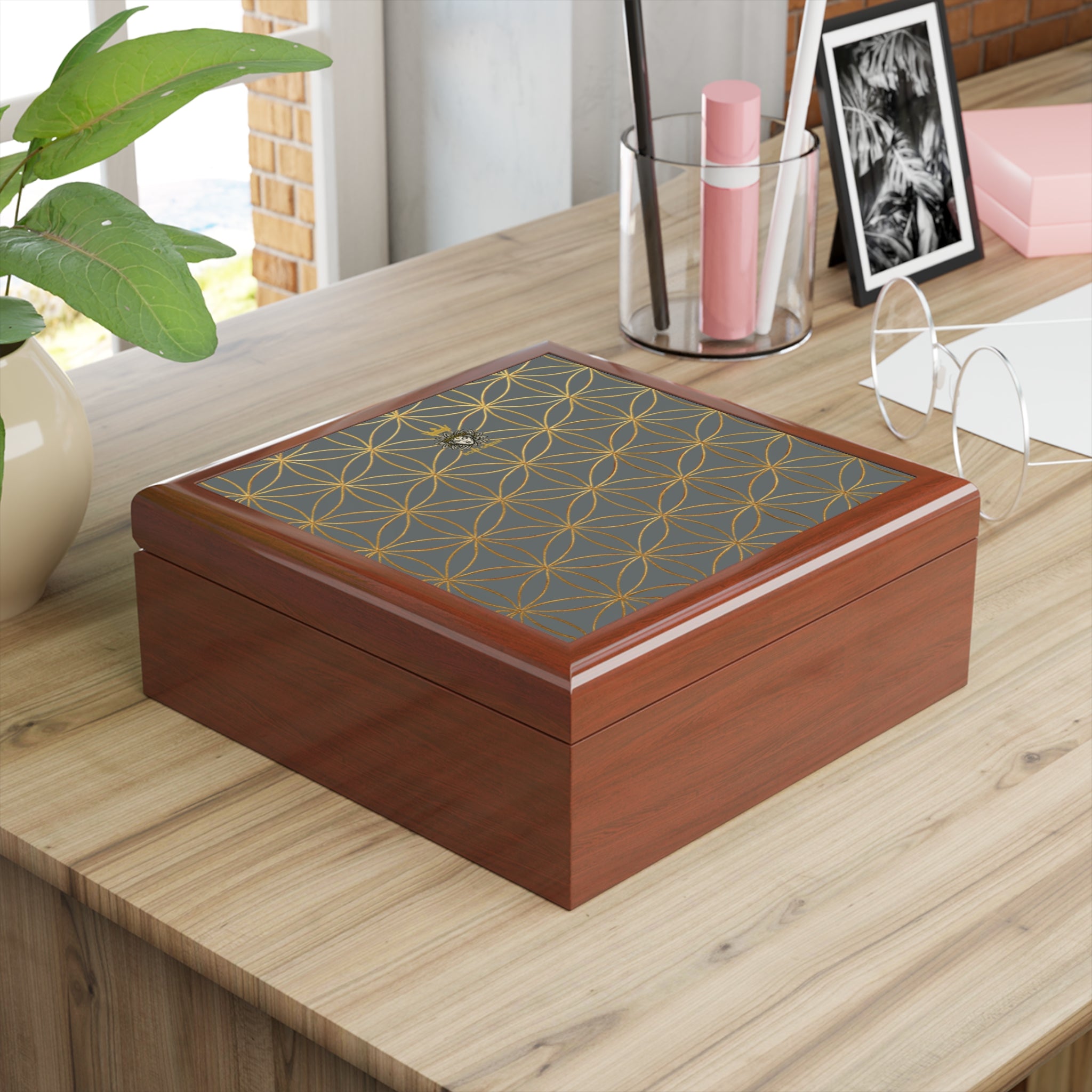 Flower of Life Jewelry Box - Dark Grey Elegant Keepsake Organizer