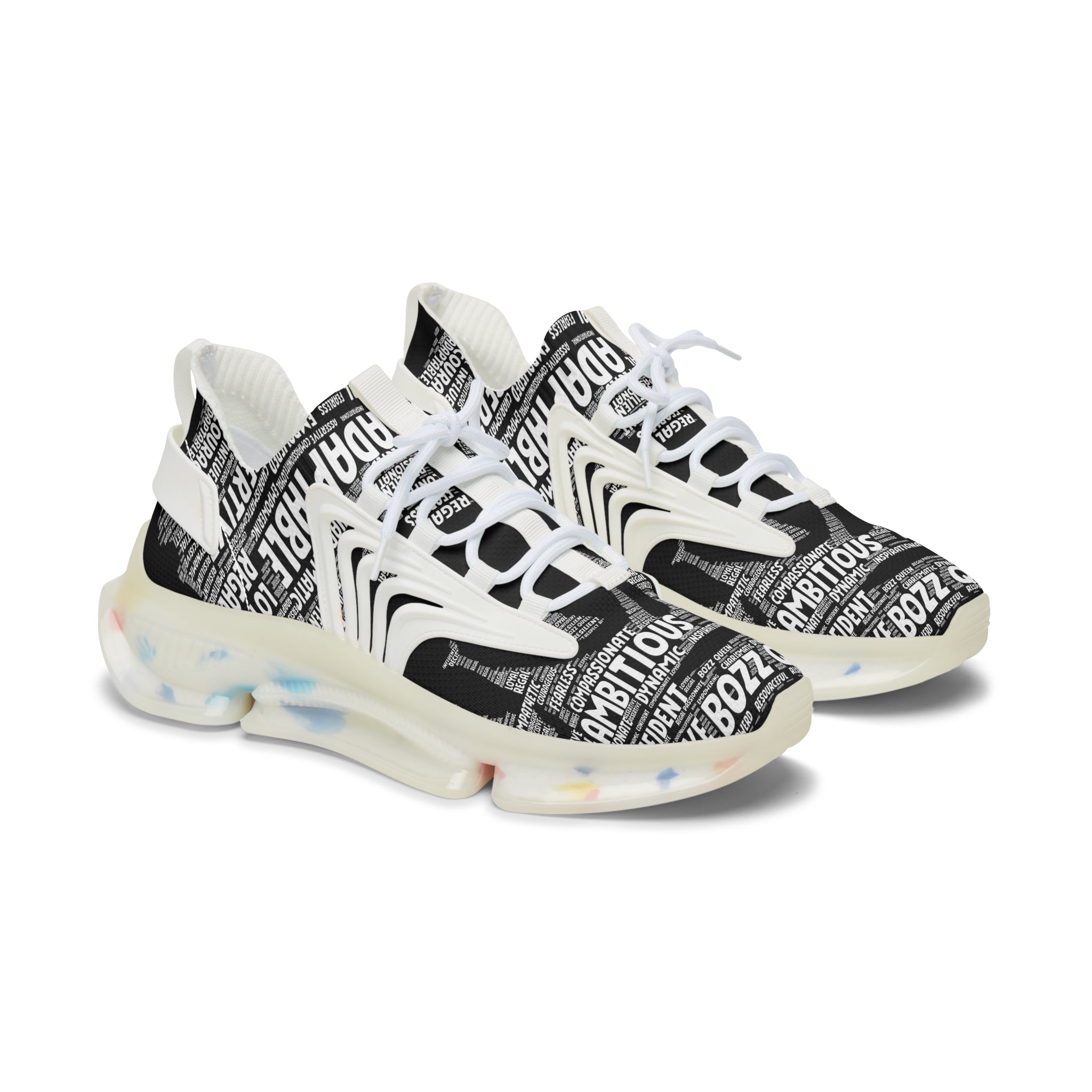 Bozz Queen Women's Mesh Sneakers - Ultra-Lightweight Black & White Athletic Shoes for Everyday Comfort & Style
