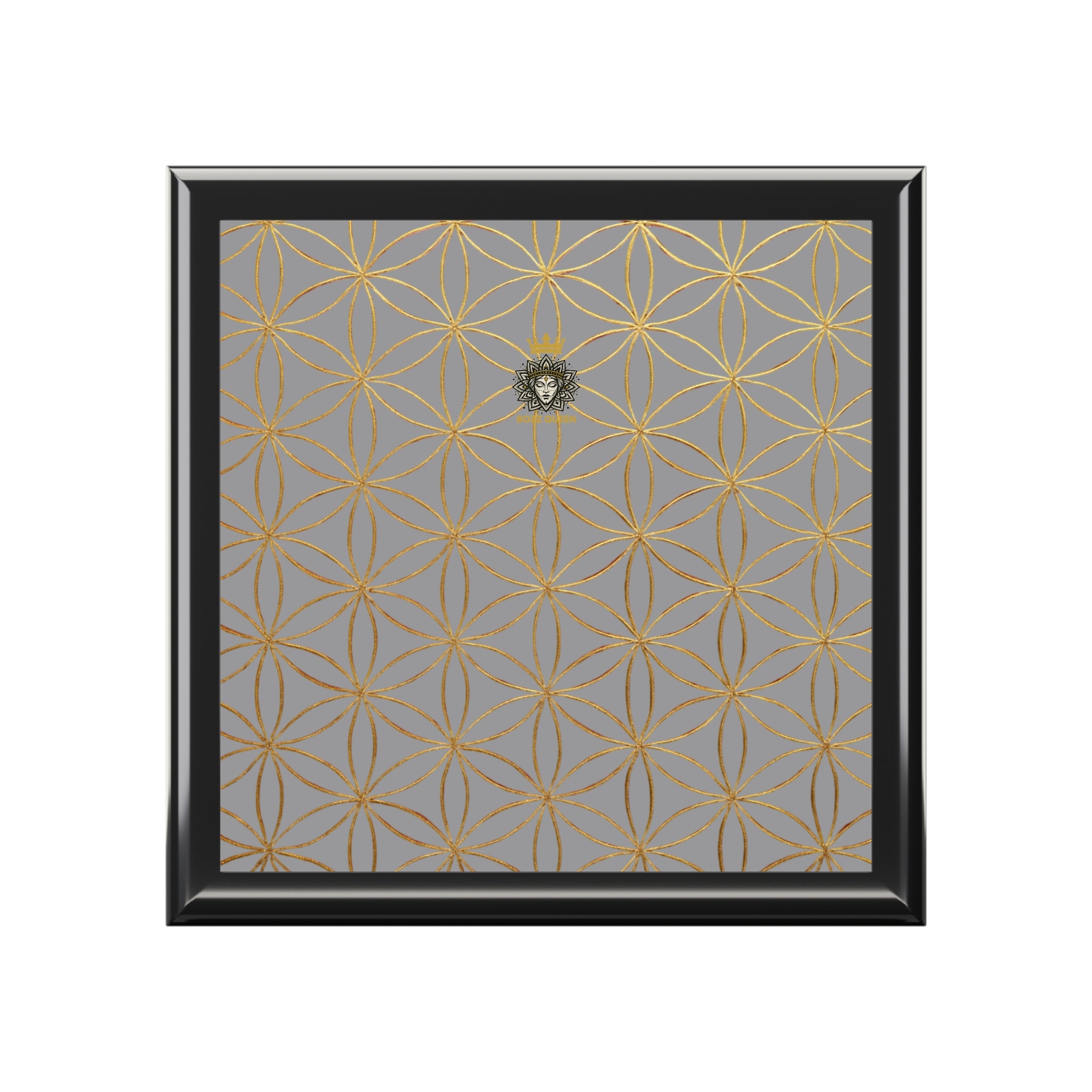 Flower of Life Jewelry Box - Brown & Gold Elegant Keepsake Organizer