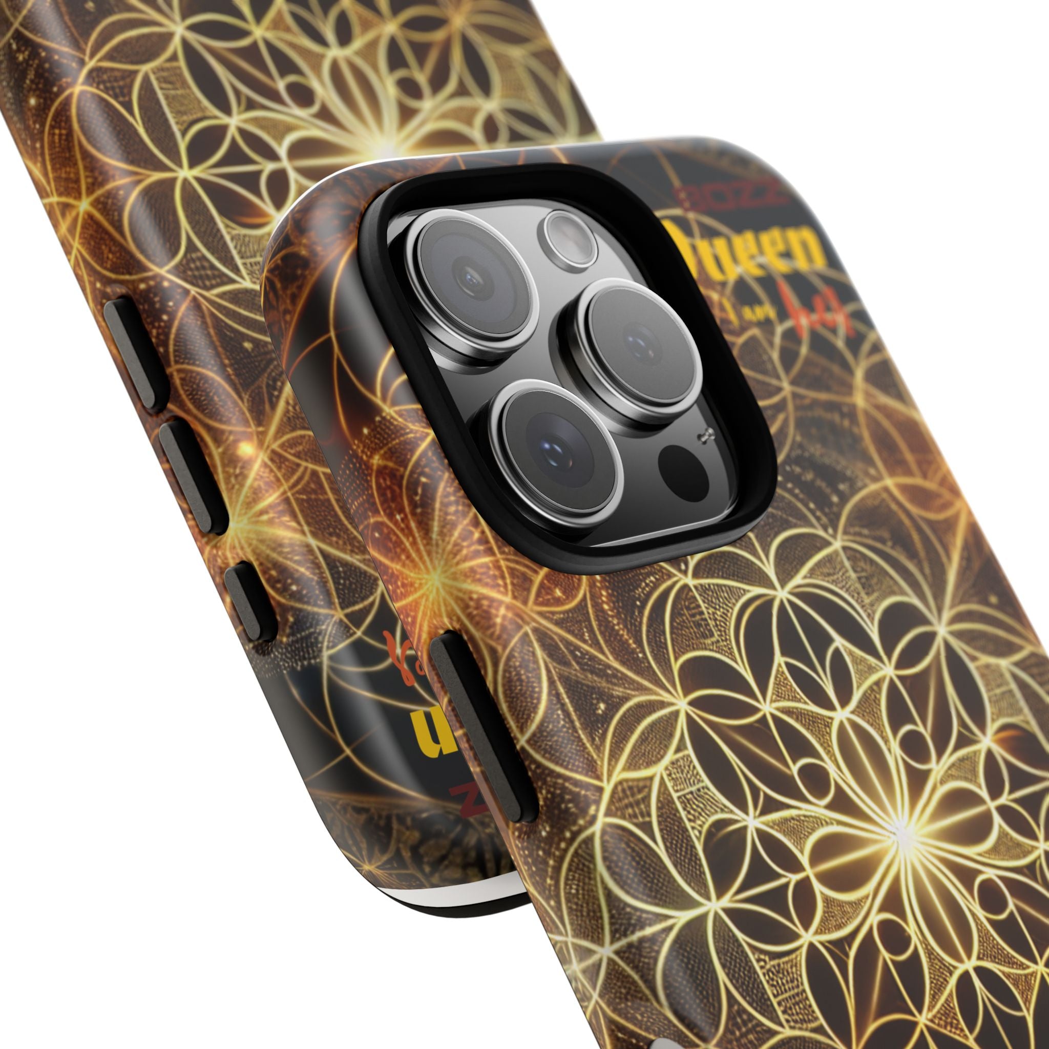 Golden Flower Mandala Phone Case, Tough Cases, Bohemian Phone Cover, Unique Gift for Him/Her, Spiritual and Artistic Design