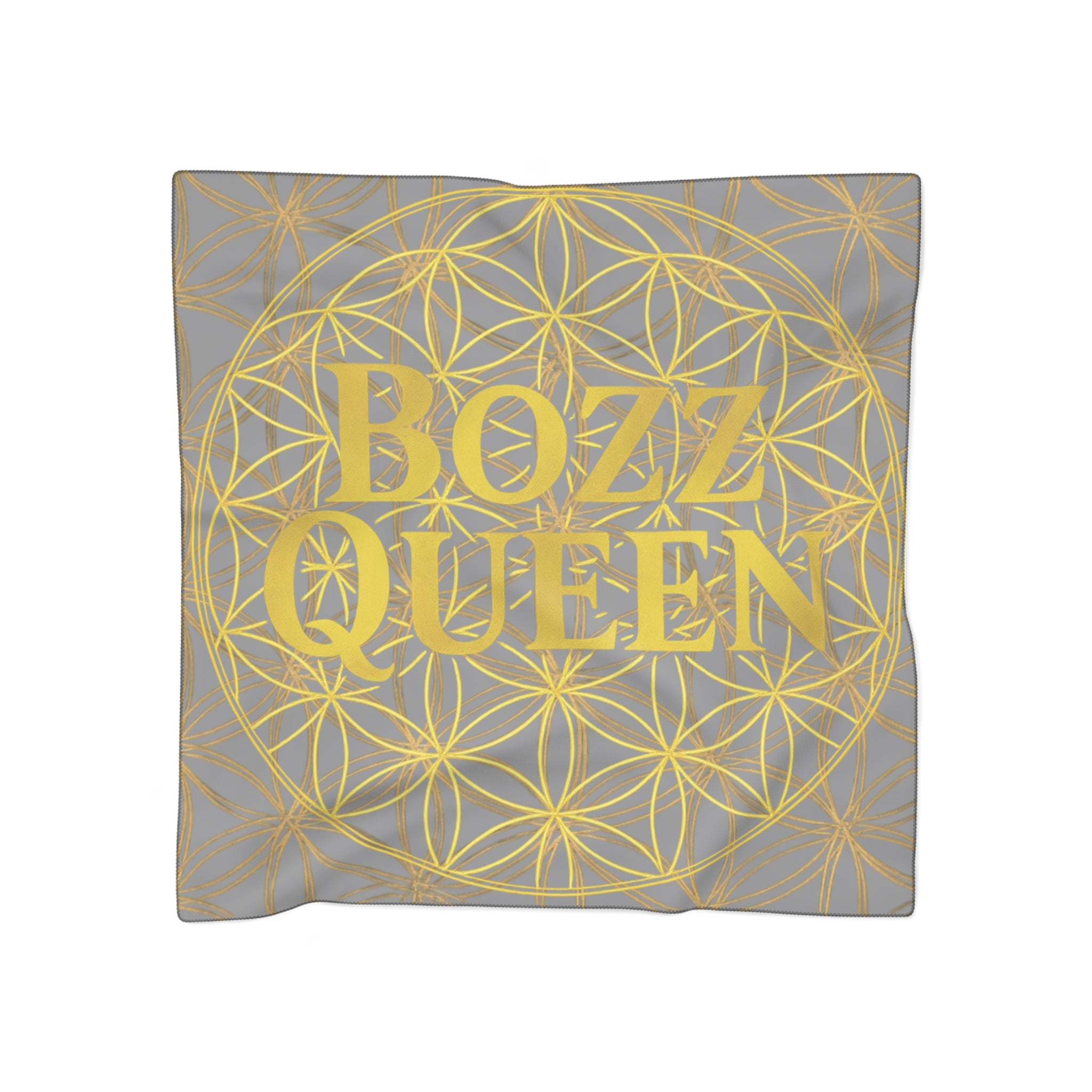 Bozz Queen Grey Poly Scarf - Vibrant Flower of Life Design for Stylish Women