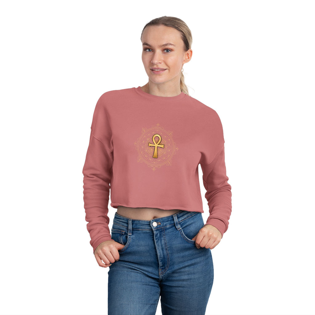 Ankh Cropped Sweatshirt - Sacred Geometry Athleisure