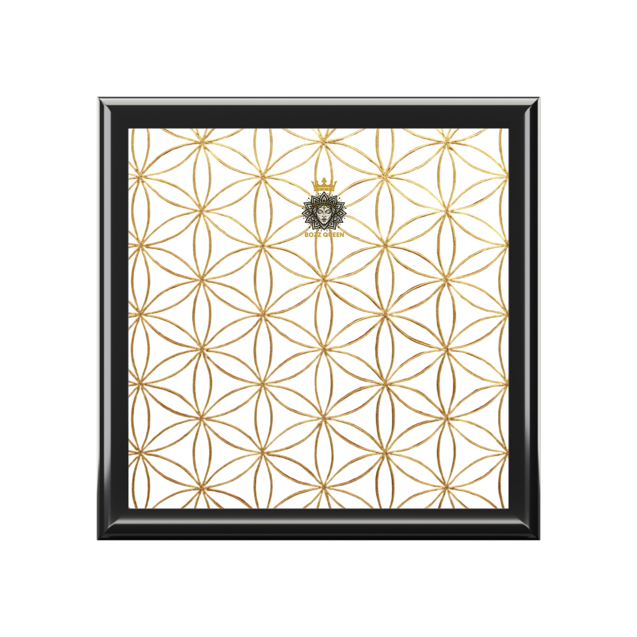 Flower of Life Jewelry Box - White & Gold Elegant Keepsake Organizer