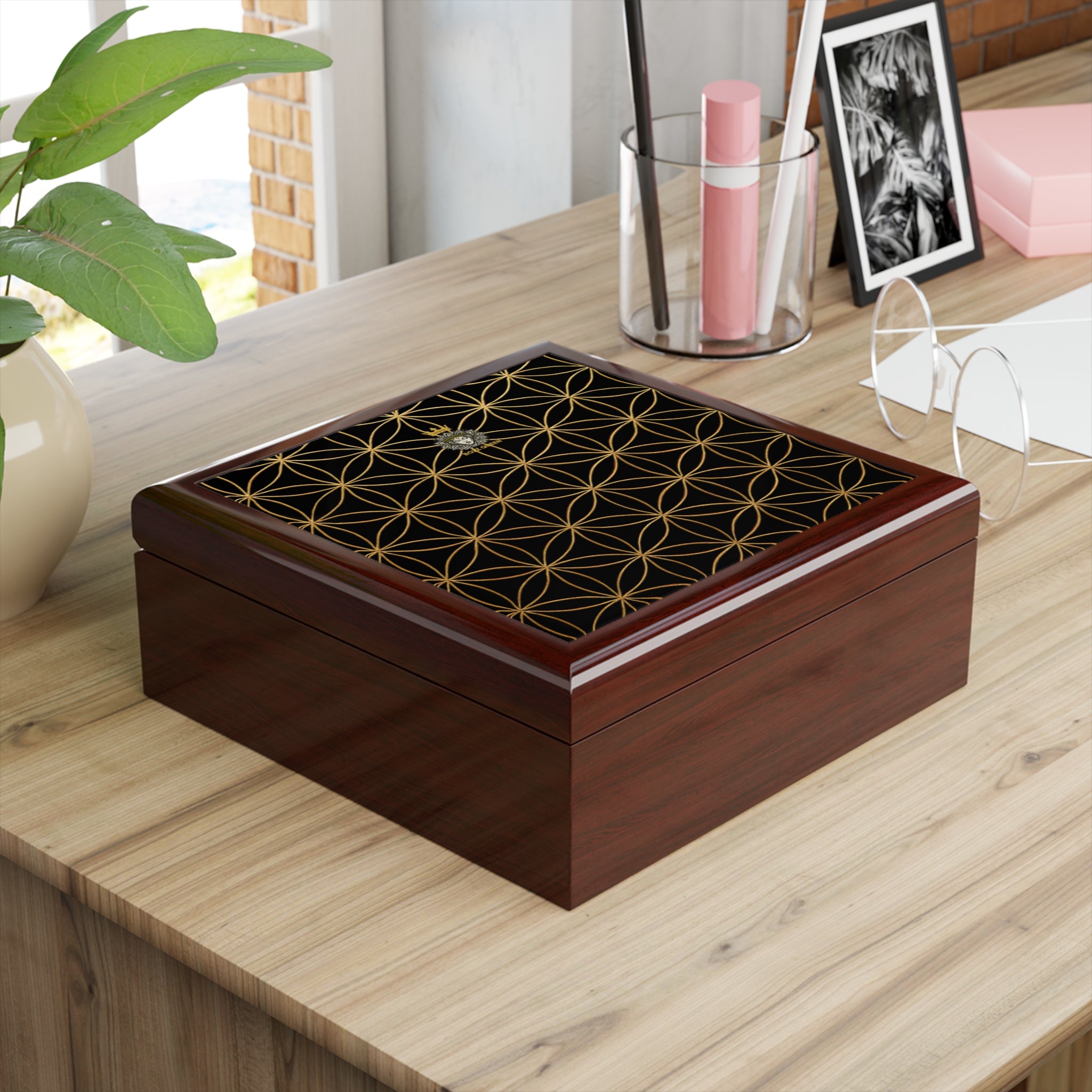 Flower of Life Jewelry Box - Black Elegant Keepsake Organizer
