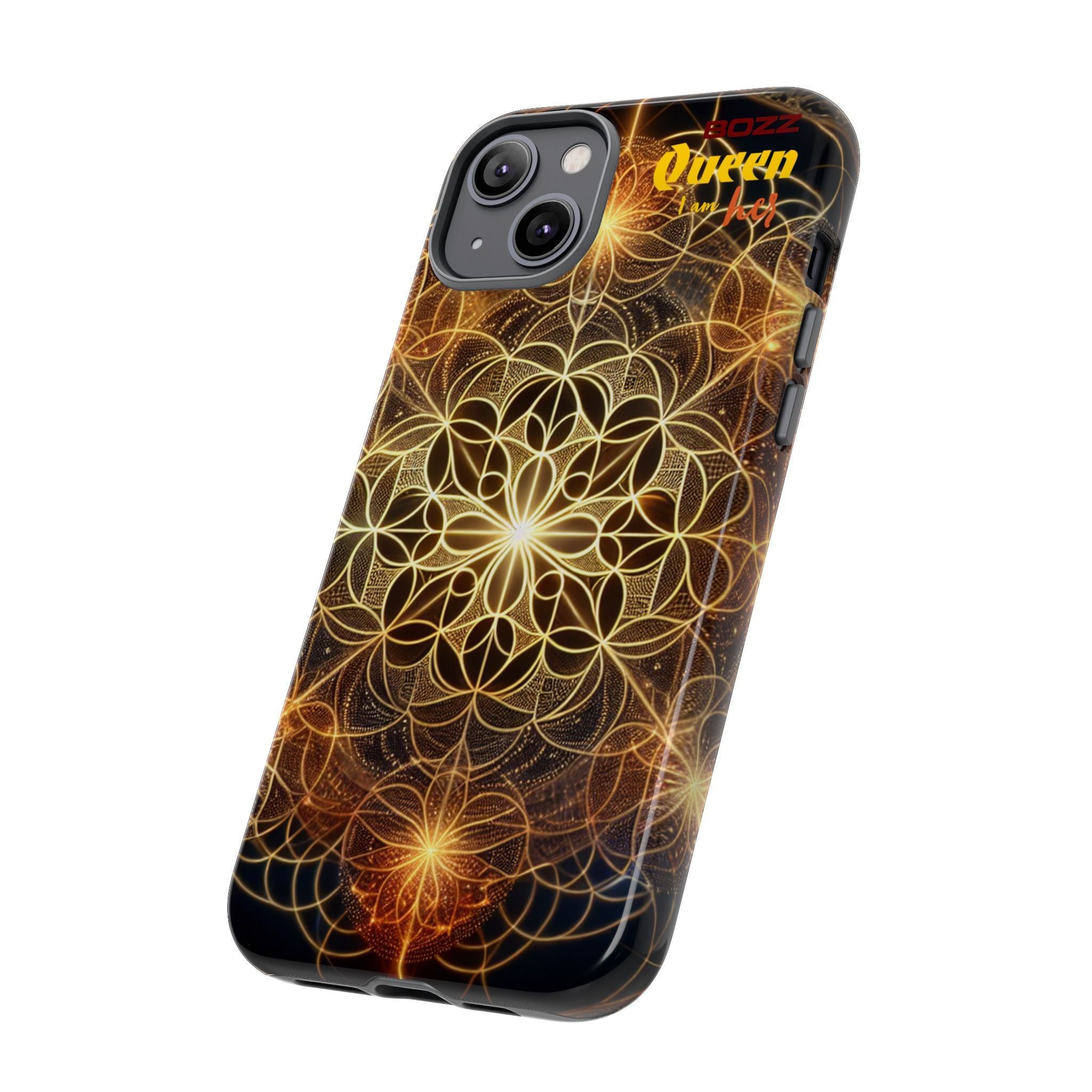 Golden Flower Mandala Phone Case, Tough Cases, Bohemian Phone Cover, Unique Gift for Him/Her, Spiritual and Artistic Design