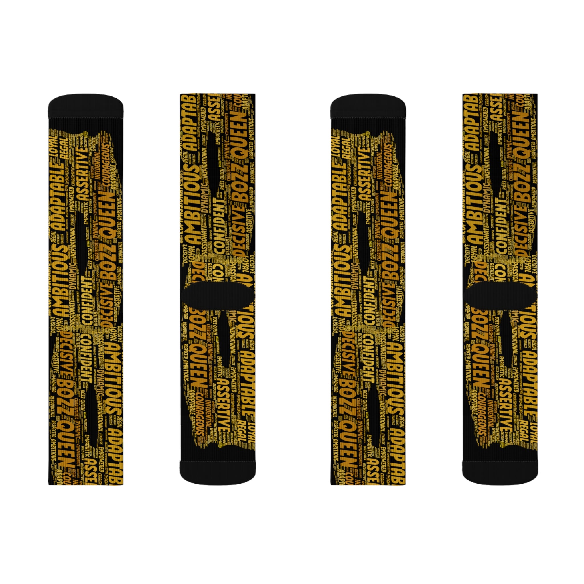 BOZZ QUEEN Black Bold Statement Socks - Empowering Motivational Wear