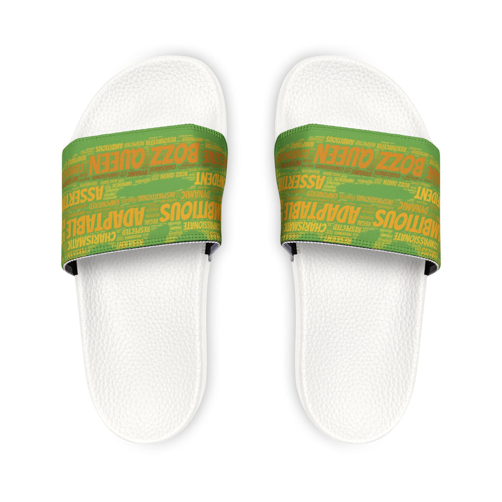 Bozz Queen Green & Gold Women's Sandals - Removable Strap Beach Slides