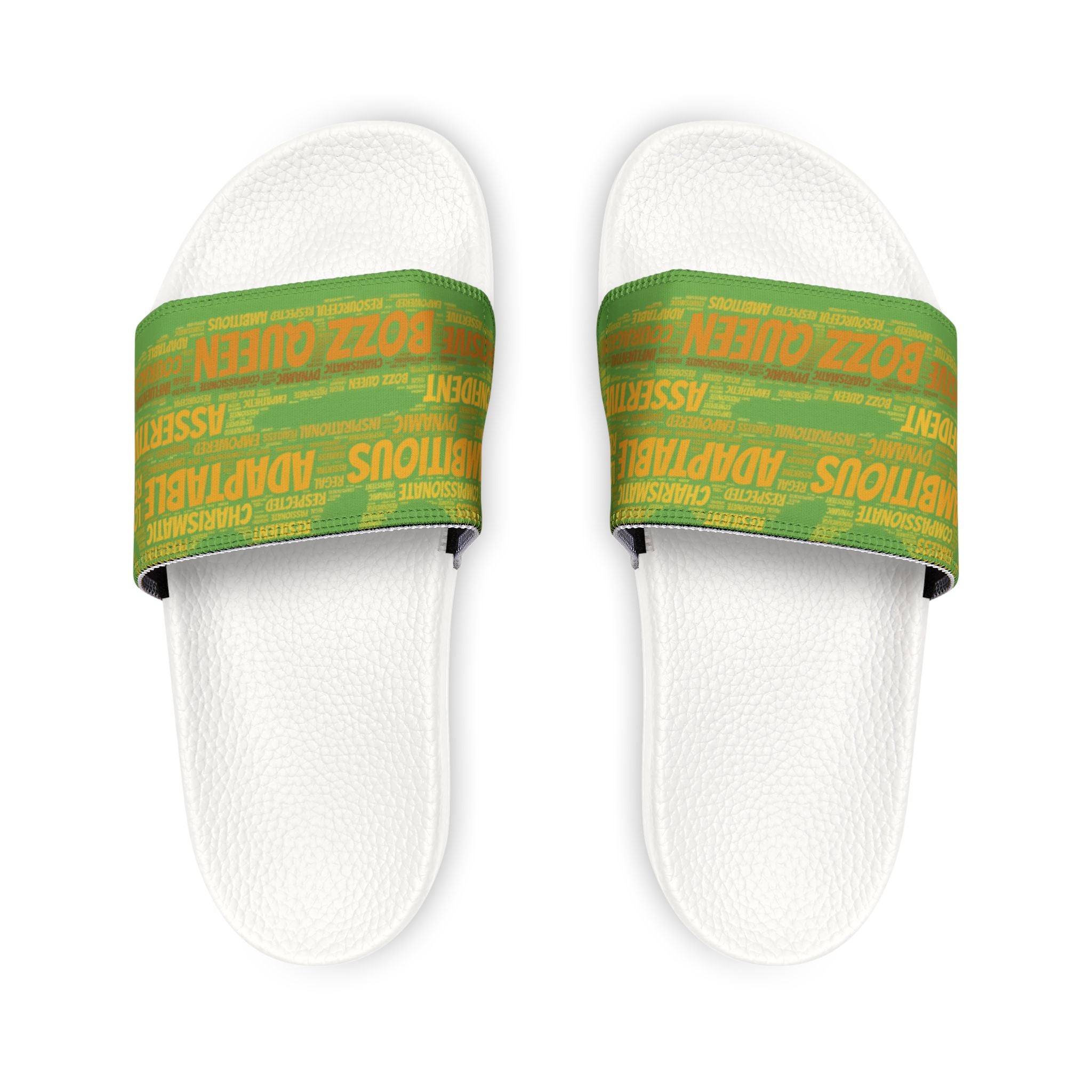 Bozz Queen Green & Gold Women's Sandals - Removable Strap Beach Slides
