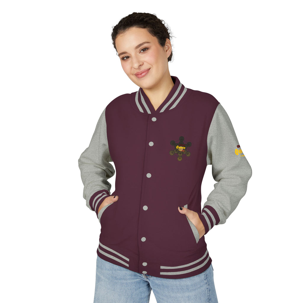 Bozz Queen Crown Design Letterman Jacket - Unisex Heavyweight Varsity Jacket