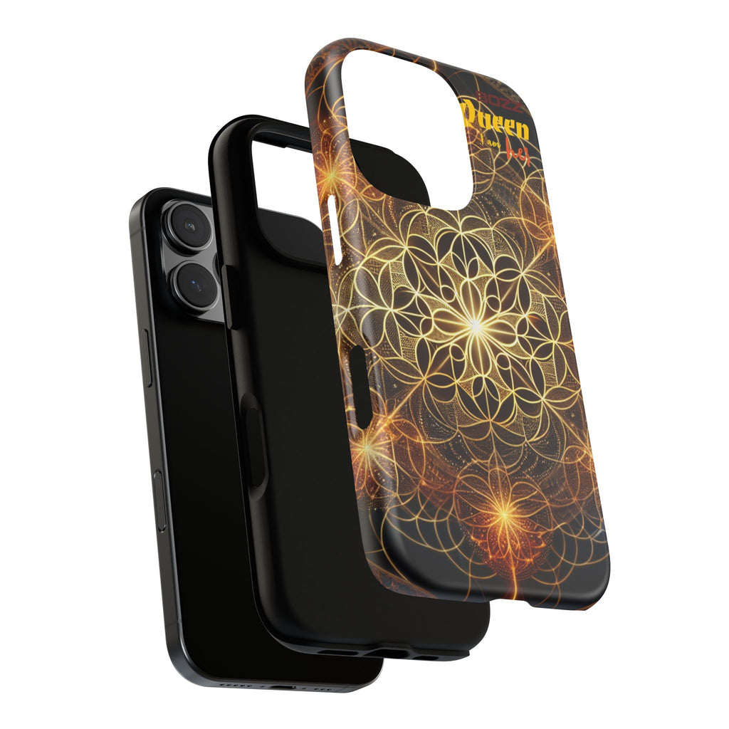 Golden Flower Mandala Phone Case, Tough Cases, Bohemian Phone Cover, Unique Gift for Him/Her, Spiritual and Artistic Design