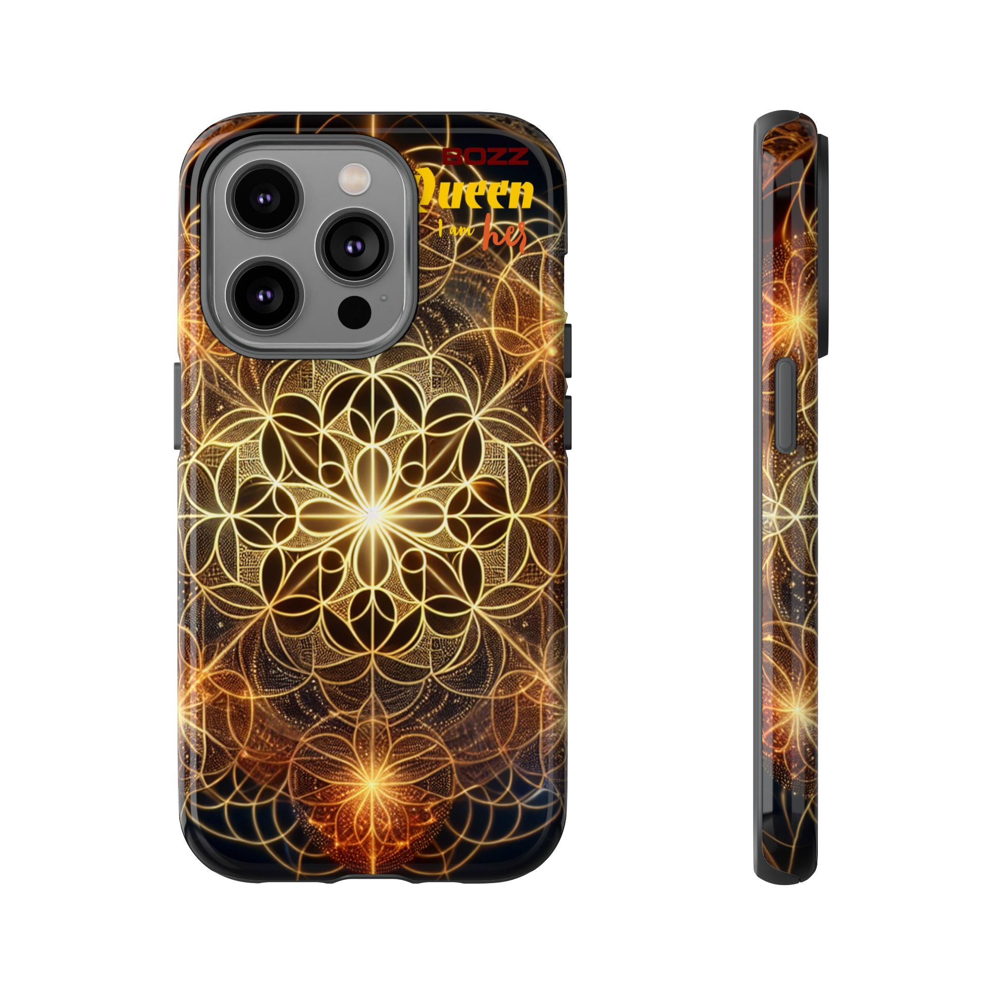 Golden Flower Mandala Phone Case, Tough Cases, Bohemian Phone Cover, Unique Gift for Him/Her, Spiritual and Artistic Design